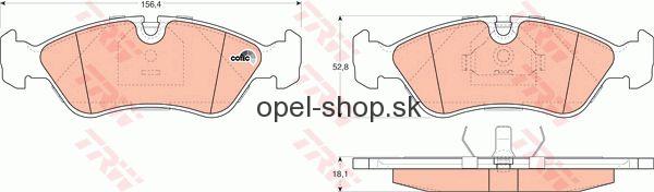 Sada brzdových platničiek kotúčovej brzdy Opel Astra F, Omega A TRW GDB951