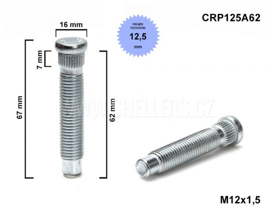 Štift náboja kolesa Opel M12x1,5x62 BIMECC CRP124A62