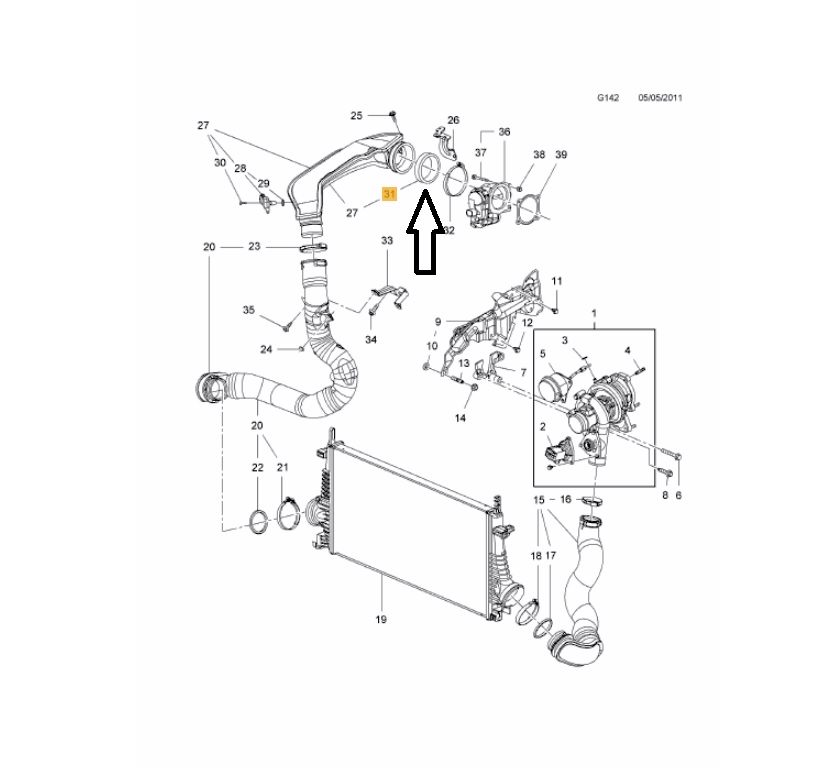 Tesnenie hadice ku škrtiacej klapke Opel 2.8 GM  13265513 