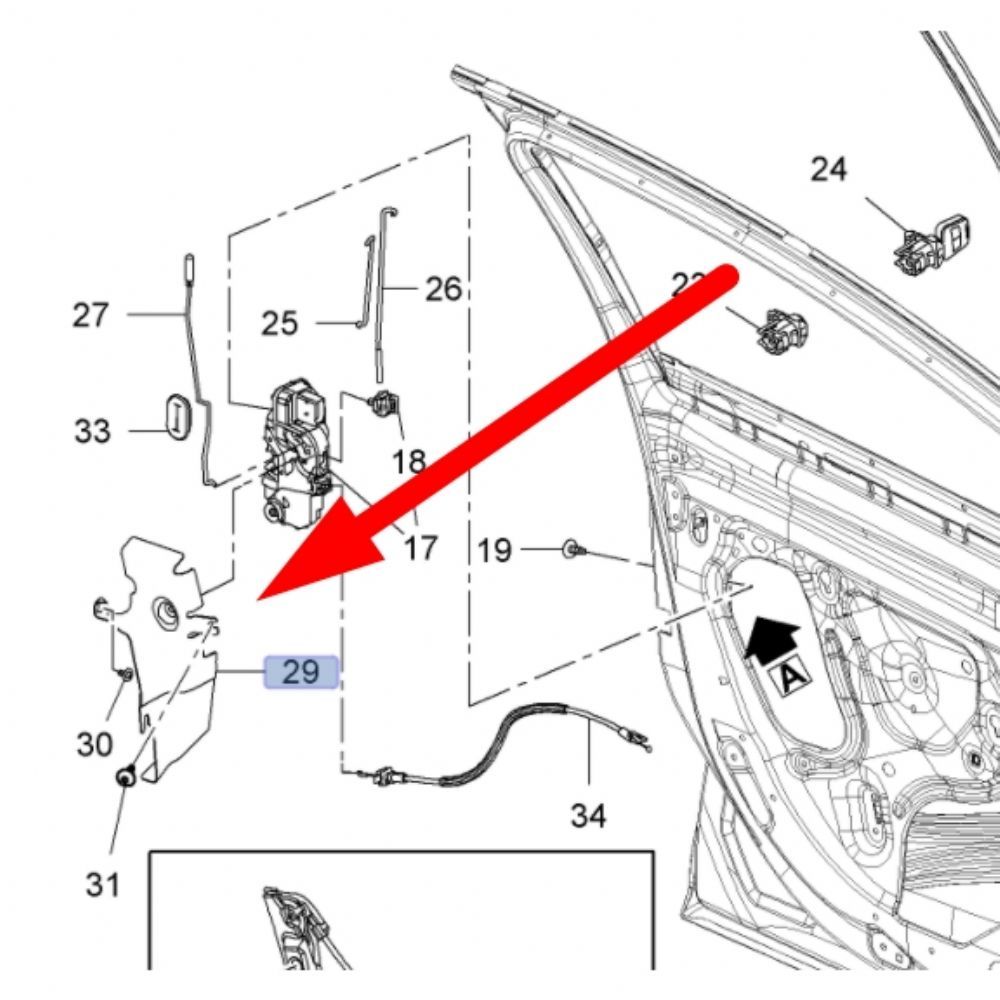 Kryt zámku predných ľavých dverí Opel Insignia A GM 13258373