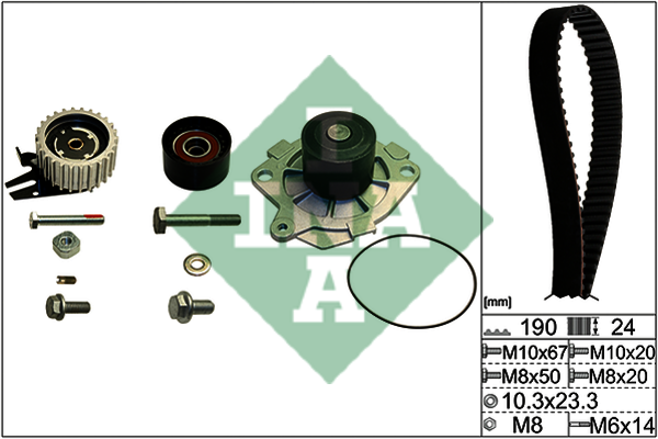 Vodné čerpadlo + sada ozubeného remeňa Opel 1,9 CDTi 8V INA 530062430