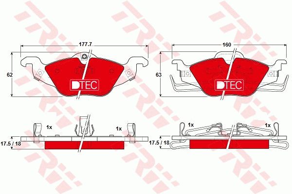 Sada brzdových platničiek kotúčovej brzdy Opel Astra G, Zafira A TRW GDB1351DTE