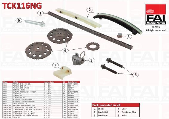 Reťazová rozvodová sada Opel 1.0, 1.4 benzín TCK116NG