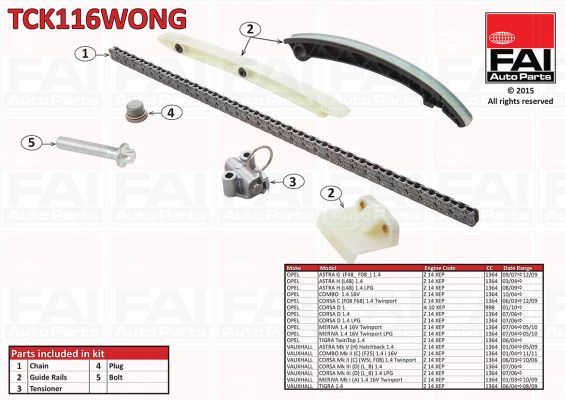 Reťazová rozvodová sada Opel 1.0, 1.4 benzín TCK116WONG