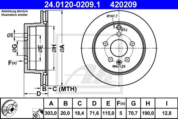 Brzdový kotúč Opel Antara ATE 24.0120-0209.1