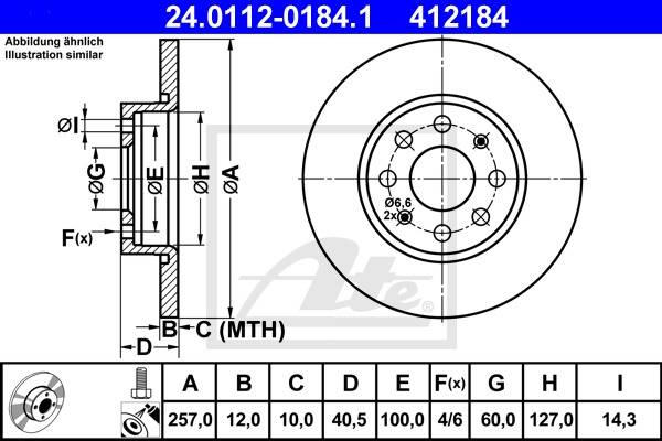 Brzdový kotúč Opel Corsa D 1.0 ATE 24.0112-0184.1