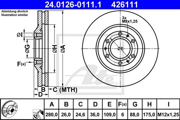 Brzdový kotúč Opel Frontera A, Monterey ATE 24.0126-0111.1