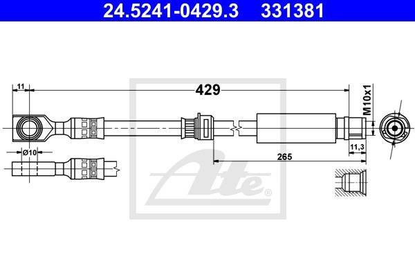 Brzdová hadica Opel Astra H, Meriva B, Zafira B ATE 24.5241-0429.3