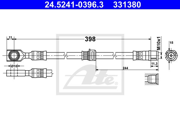 Brzdová hadica Opel Astra G, Zafira A ATE 24.5241-0396.3