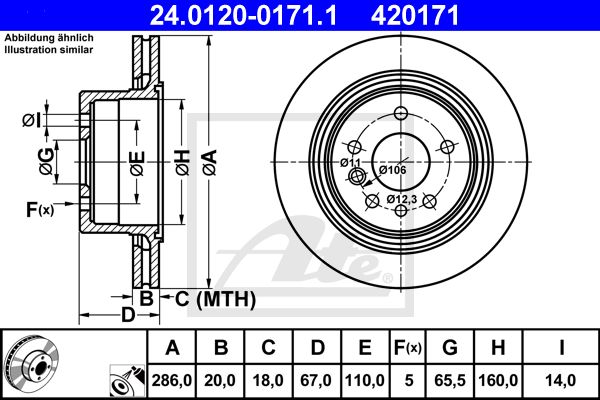 Brzdový kotúč Opel Omega B ATE 24.0120-0171.1